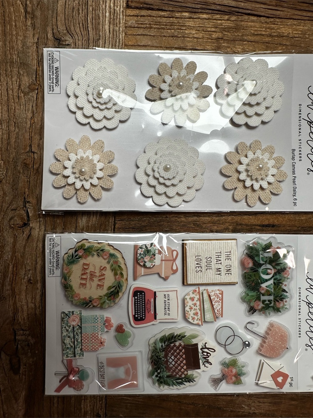 Craft Paper Floral Embellishment Stickers - White & Beige stickers